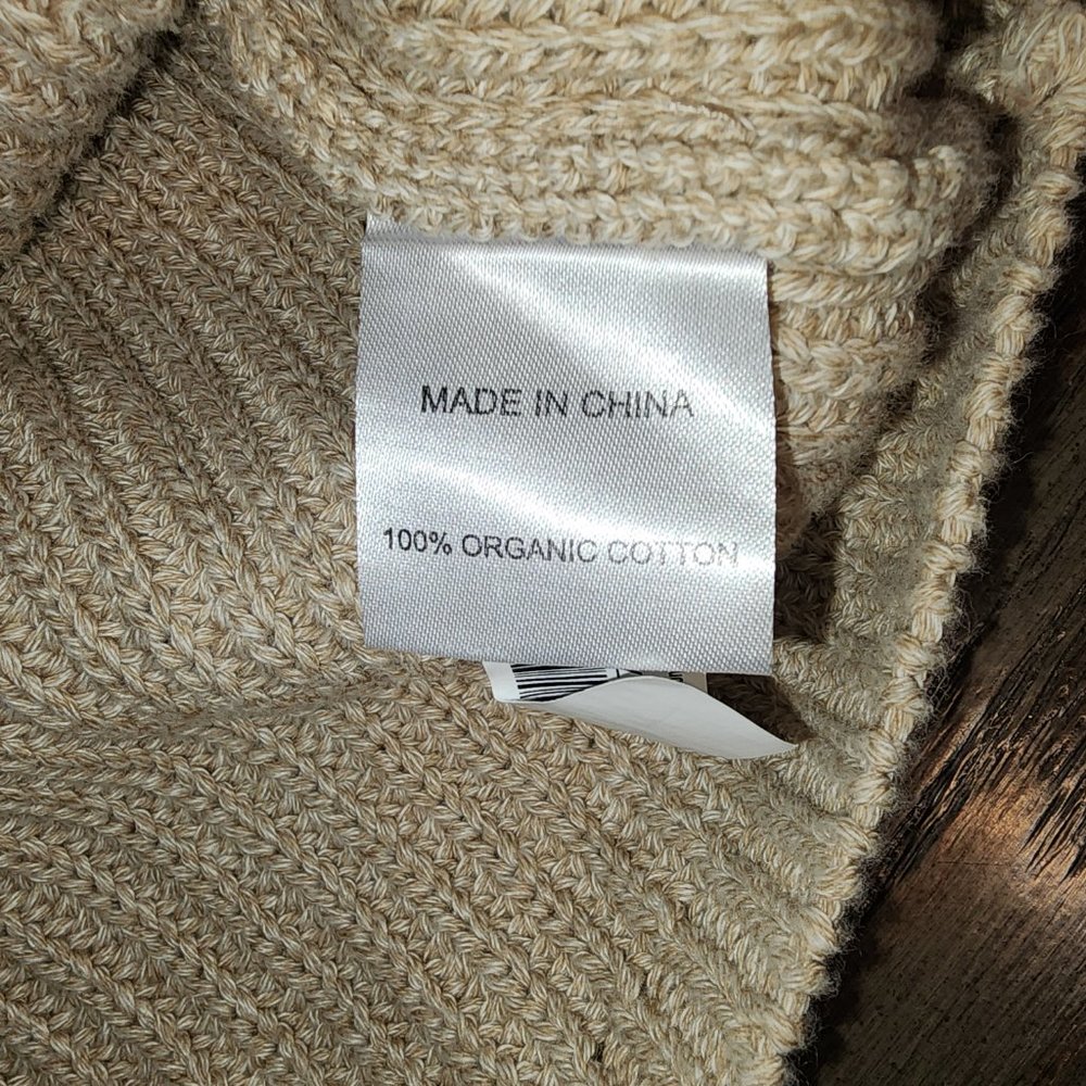 Quince 100% Organic Cotton Fisherman Crew Sweater NWOT Tan Small - Picture 6 of 8